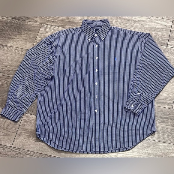 ๐Ralph Lauren Polo Button-Up Shirt - Menโs Large, Blue Plaid ๐ - Picture 2 of 10